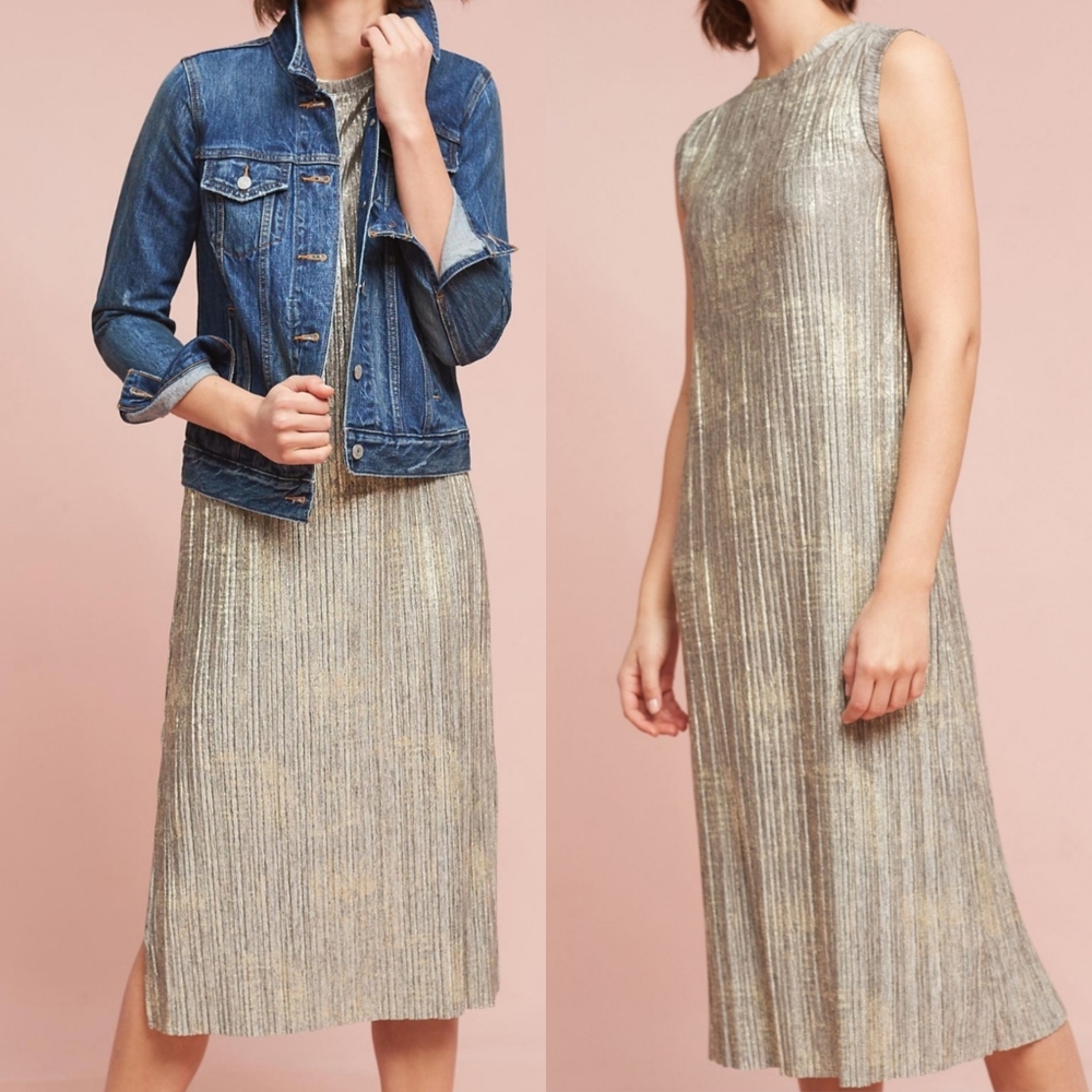 AKEMI + KIN Anthropologie gold dress S